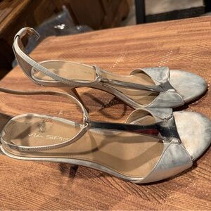 Via Spiga Metallic Silver Heels